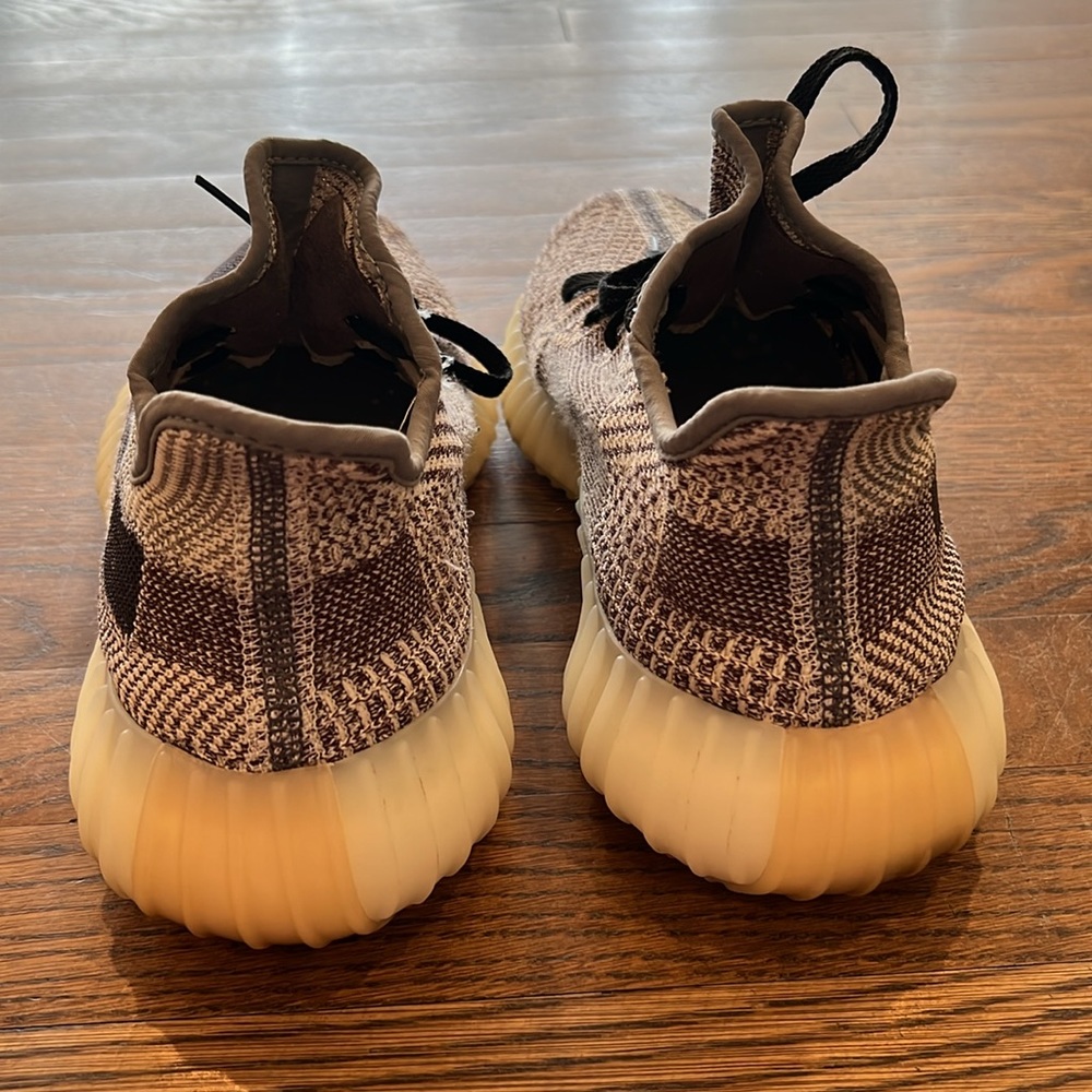Yeezy Adidas Brown/Beige Knit Fabric 350 V2 Zyon Sneakers - Picture 8 of 13